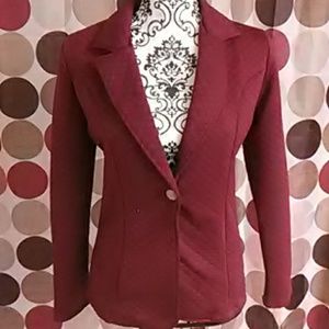Ashley Blue burgundy womens quilt weave blazer